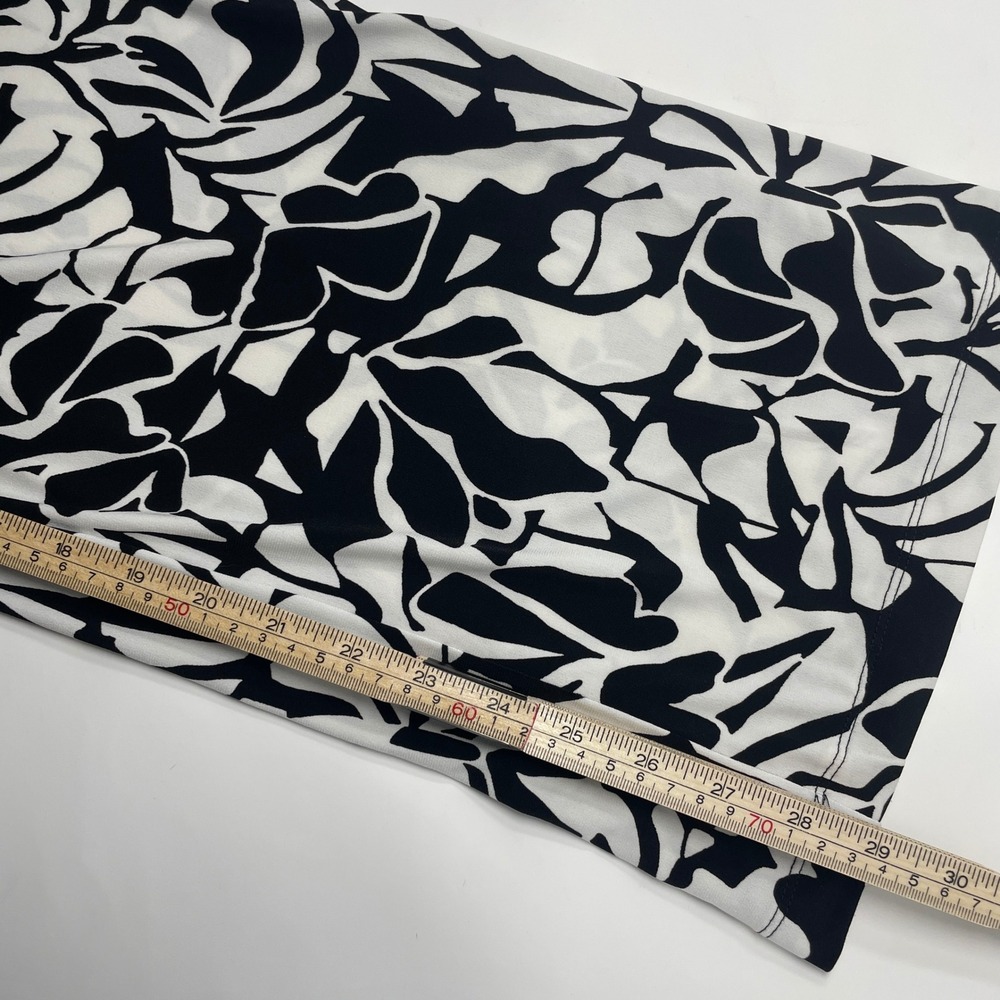 Three Dots Black White Abstract Leaf Print Wide Leg Pull On Pants S Office Bold - Picture 8 of 11